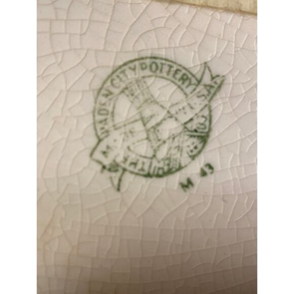 VTG Paden City Pottery Nasco Oval Platter 14x11in floral w22k gold swags trimGUC - Picture 10 of 16